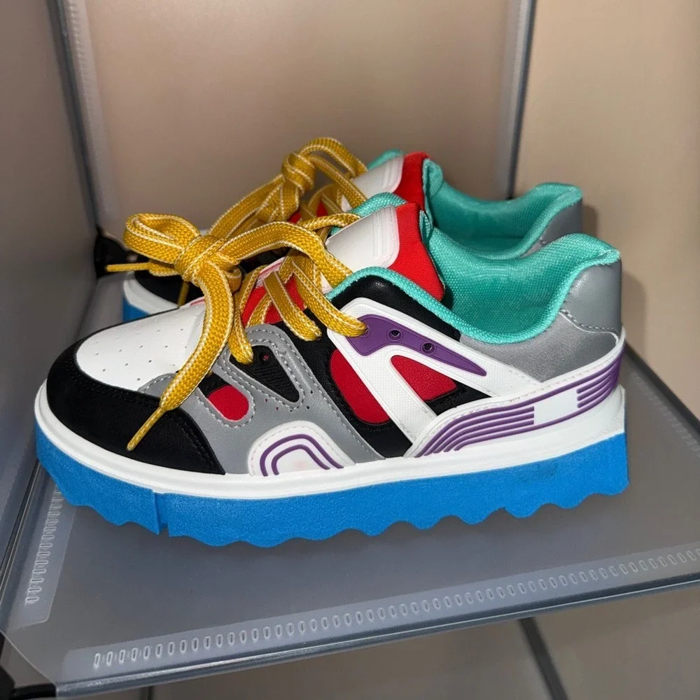 Forever Link Women's Multicolored Chunky Platform Sneakers Size 6.5